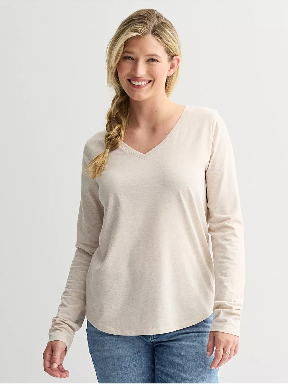 ❤️💲 $1 CLOSET! 10/$10 sale! Sonoma Long Sleeve V-Neck Top in Light Beige